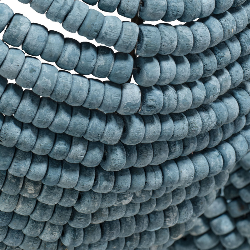 Anguilla Semi-Flush Mount in Blue Wood Beads, Blue