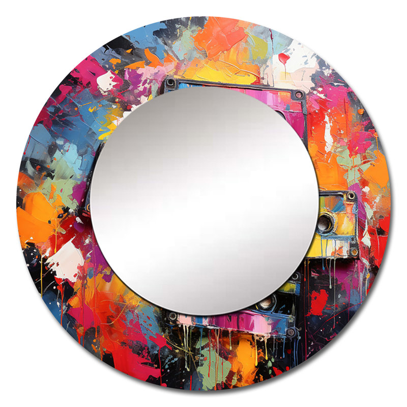 Cassette Tapes Tangled Tunes II - Cassette Tapes Round Mirror Wall Decor, 23" x 23", Round