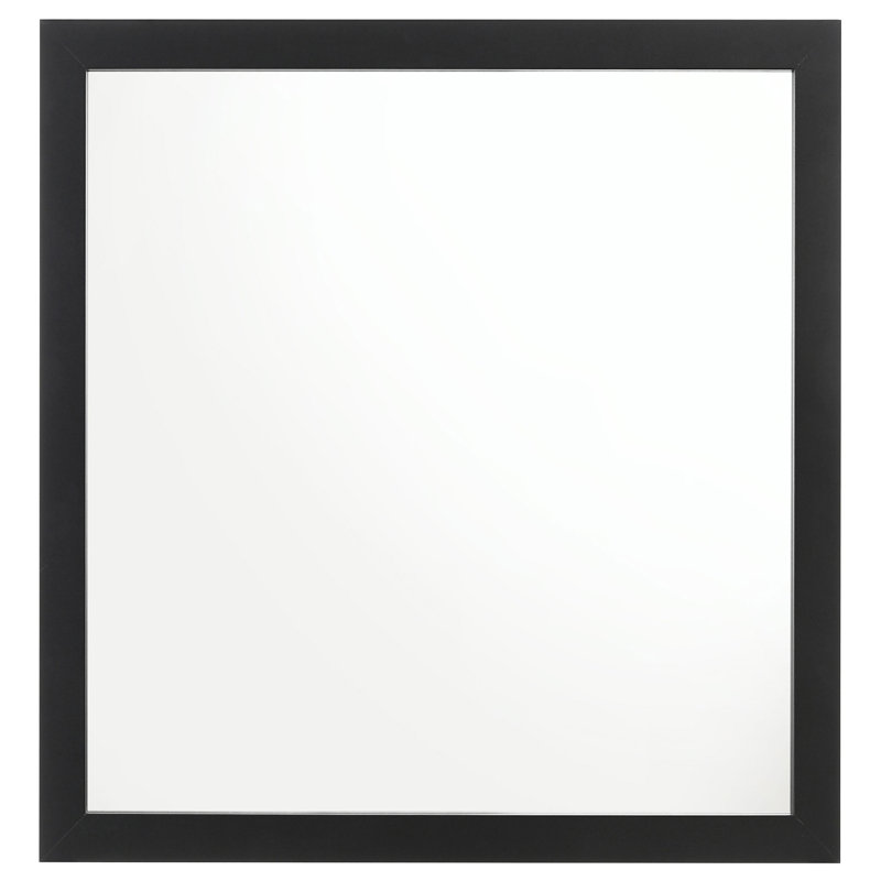 Miroir de commode rectangulaire Dle, cadre affleurant, verre plat, bois, Noir