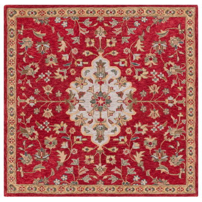 Jaxson Blossom Hand Tufted Wool Cotton Floral Rug in Beige/Red