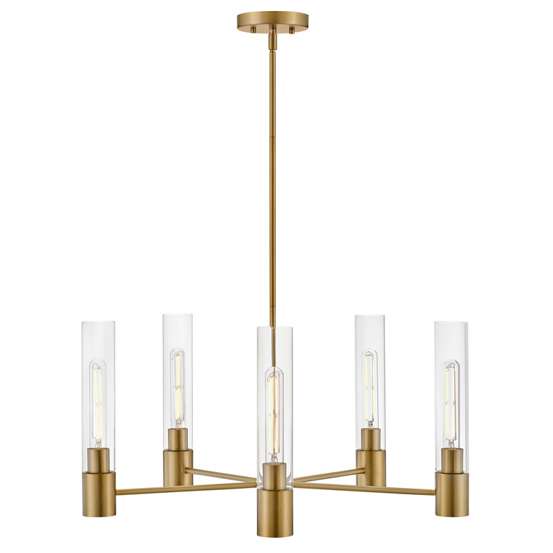 Christelle 5 - Light Dimmable Classic / Traditional Chandelier, Lacquered Brass