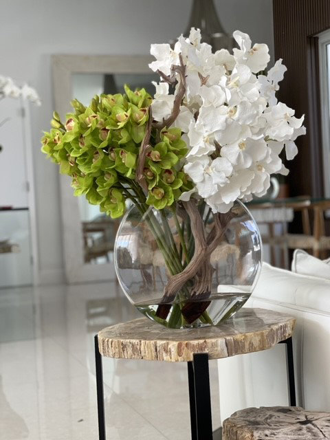 Vandas and Cymbidiums Centerpieces in Vase