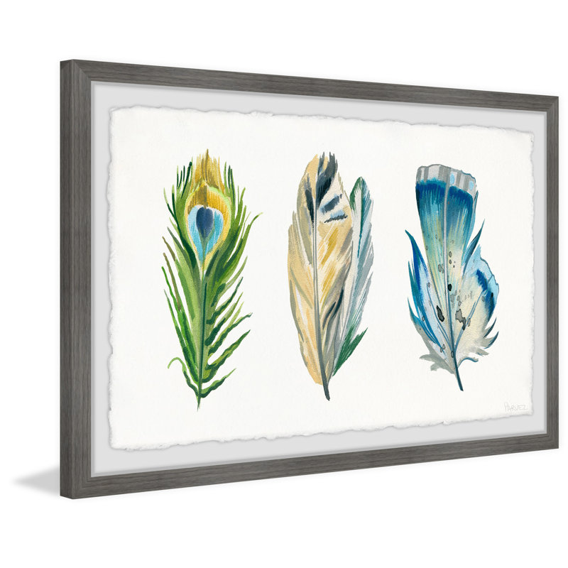 Tropical Feathers by Parvez Taj - Single Picture Frame Painting, 20 cm H x 30 cm W