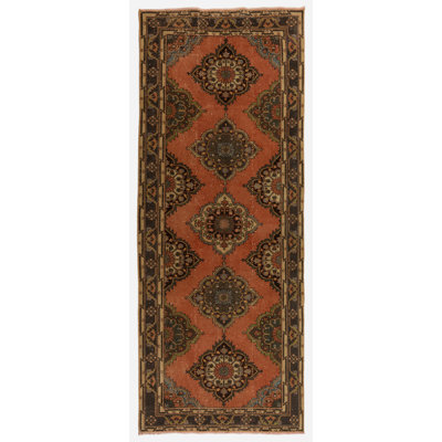 Tapis turc rétro noué à la main. Tapis traditionnel en laine pour le couloir