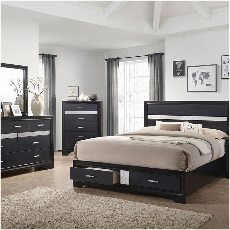 Annie Black 6-Drawer Bedroom Chest, Black