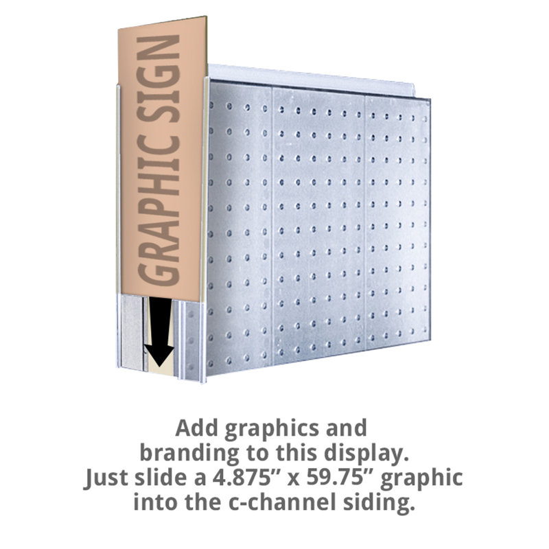Clear Acrylic Two-Sided Pegboard Floor Display with Wheeled Base