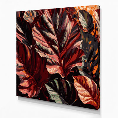 Botanical Croton Brown Canvas Wall Art