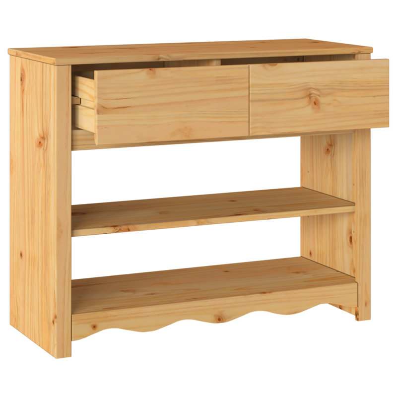 37cm Solid Wood Console Table, Light Oak