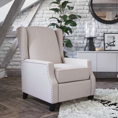 Suzie Polyester Fabric Upholstered Slim Wingback Push Back Recliner