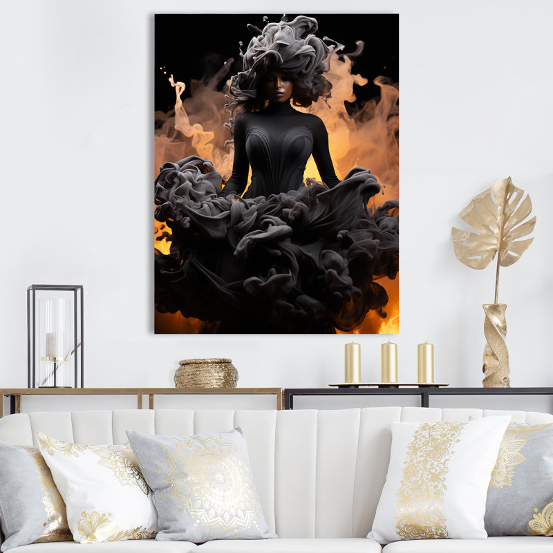 «Chic Noir Fashion Deep Grace - Dior», art mural, Toile tendue, H 32 po x l 16 po