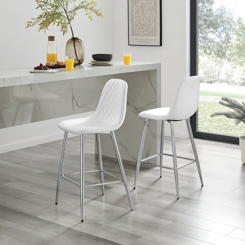 Tabouret de bar Morral Luxury, Blanc, Argent