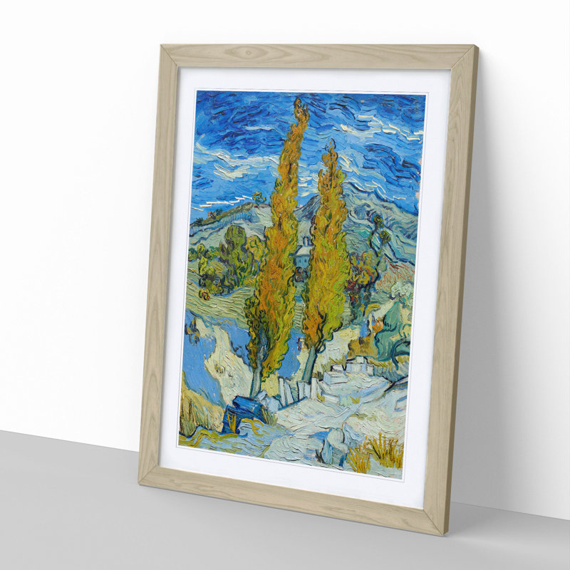 The Poplar Trees by Vincent Van Gogh - Picture Frame Painting, 36cm H x 27cm W x 2cm D, Oak Framed