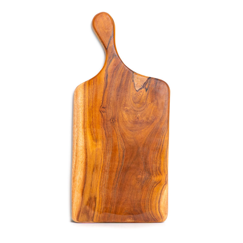 Lopsided Rectangular Teak Wood Chopping Board (13" X 7.8") With Handle