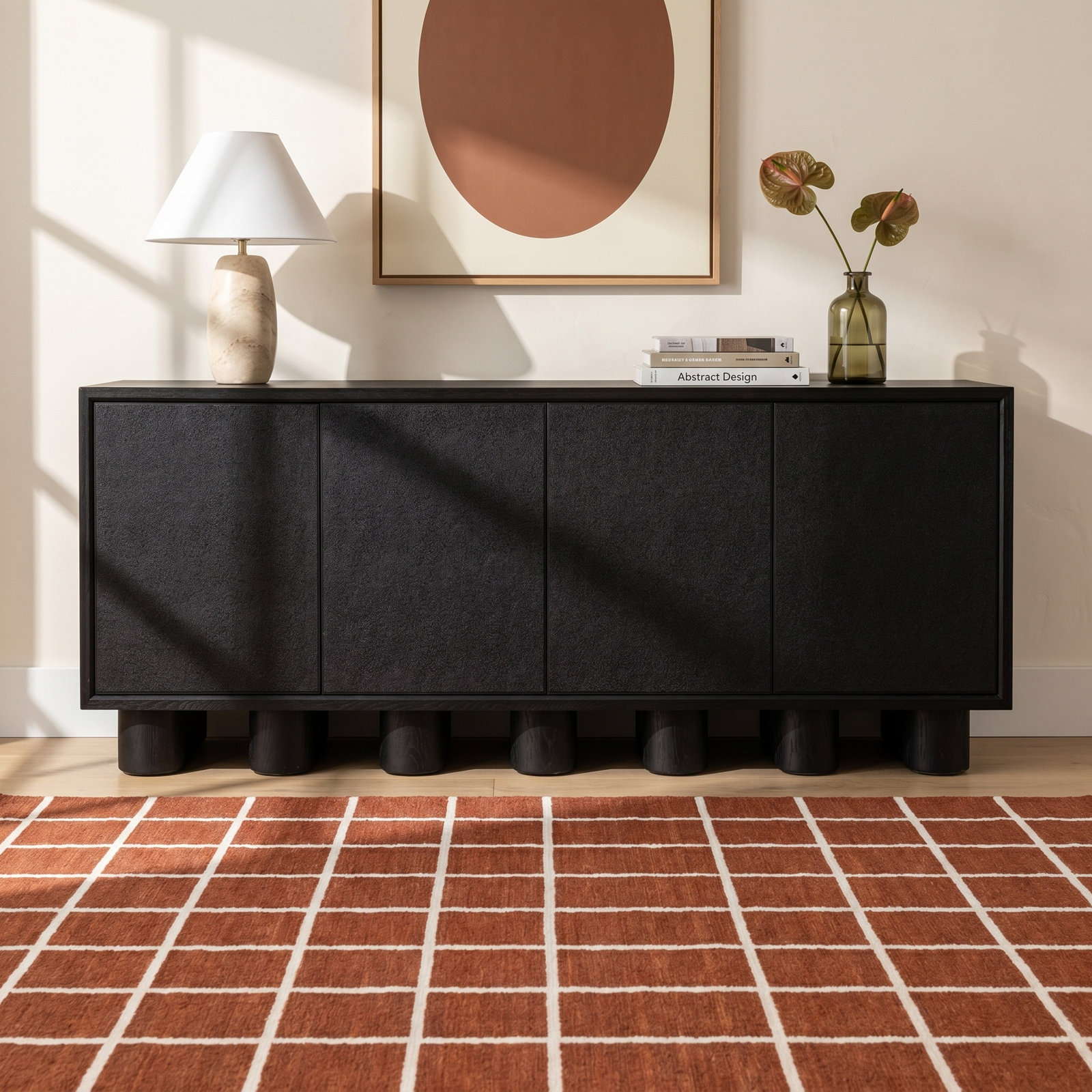 4-Door Sideboard Cabinet, Black
