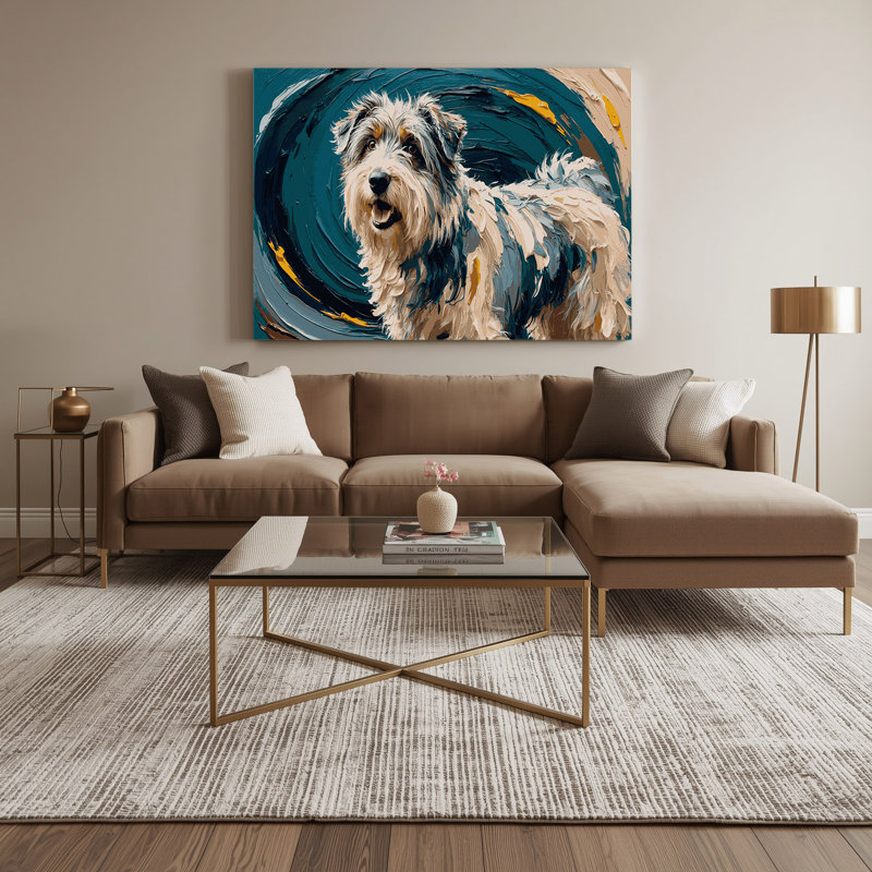 Chiens, chien de berger des plaines polonais sur toile verte, H 8 po x l 10 po