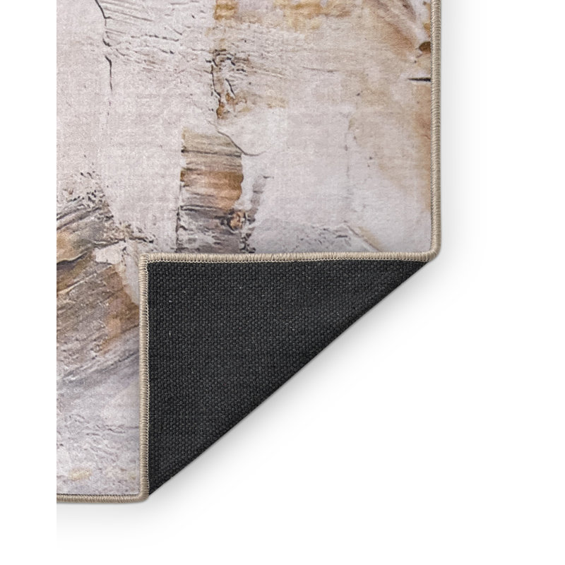 Tapis en polyester tissé à la machine de couleur ambre clair, Rectangle 2 pi x 3 pi