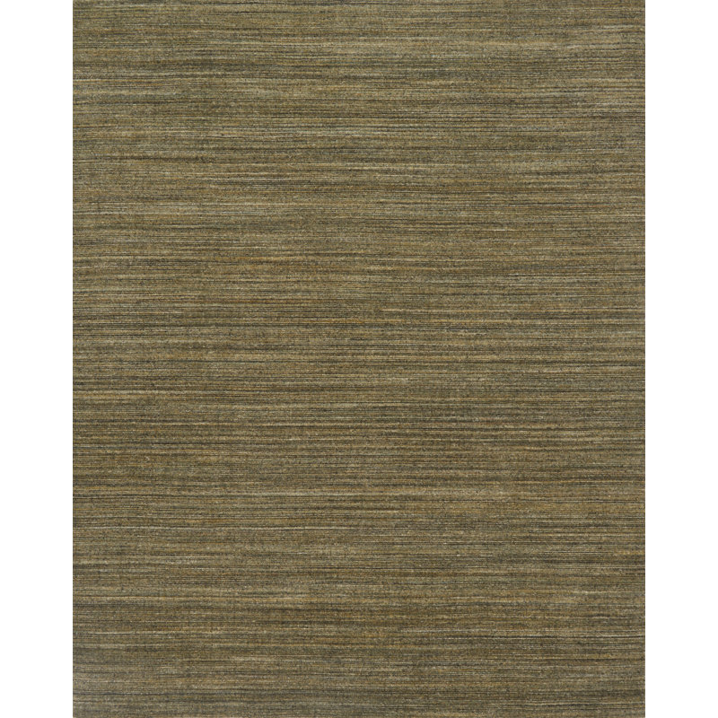 Tapis vert noué la à la main Maliyah, Rectangle 9 pi 6 po x 13 pi 6 po