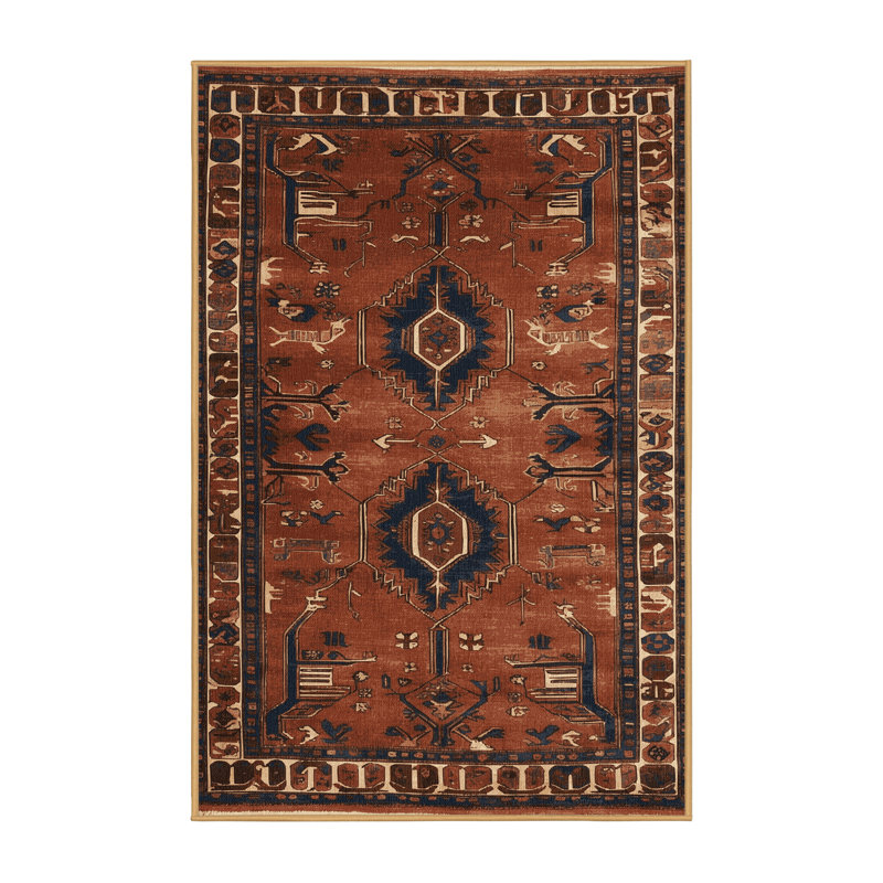Machine Washable Persian Brown Area Rug, Rectangle 2' x 3'