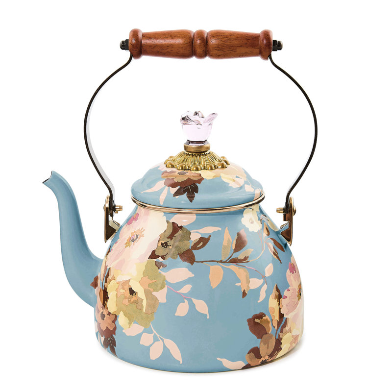 Wild Rose Tea Kettle, 2 quarts, Slate