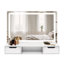 Large Hollywood Vanity Mirror with LED Light Strip, Tabletop Cosmetic Dressing Table Mirror with 2 Drawers & Open Storage, Smart Touch Control, White
