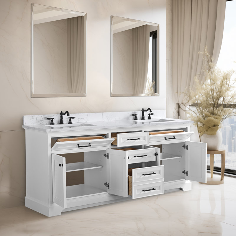 Ensemble de meuble-lavabo double 72 po Aanayah, Blanc
