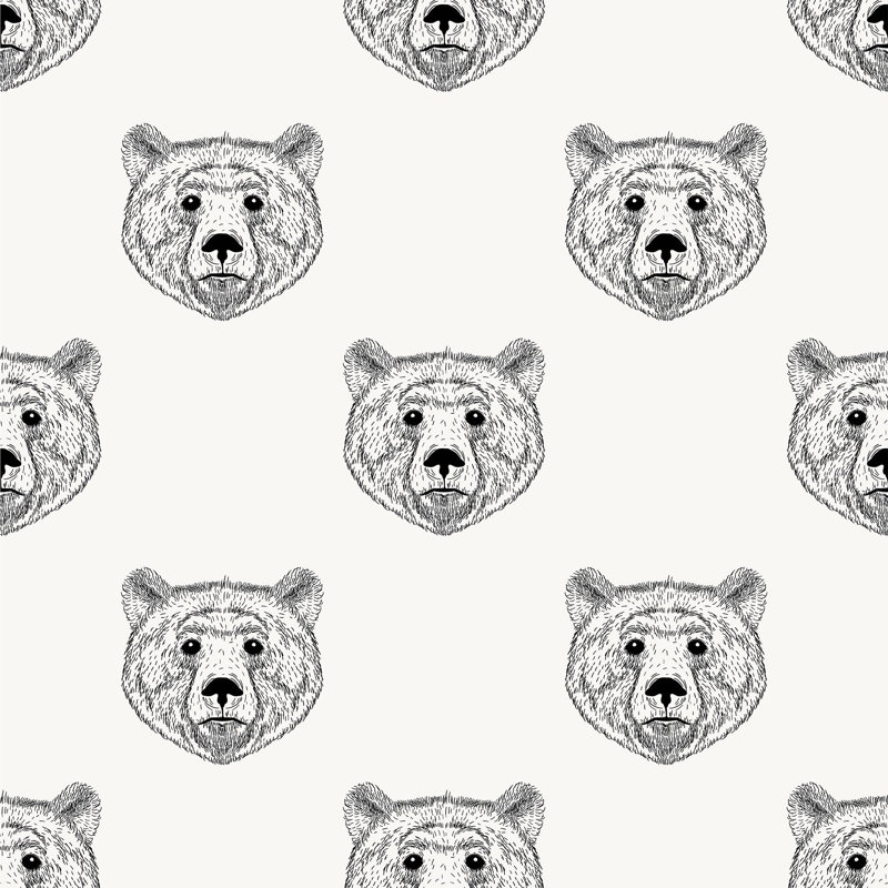 Panneau de papier peint amovible Keim Bear Animal, L 102 po x l 24 po