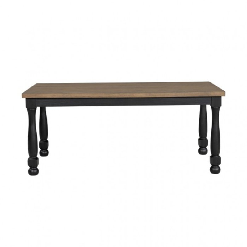 Ginie Dining Table, Farmhouse Legs, Rectangular Oak Black Wood 78 Inch