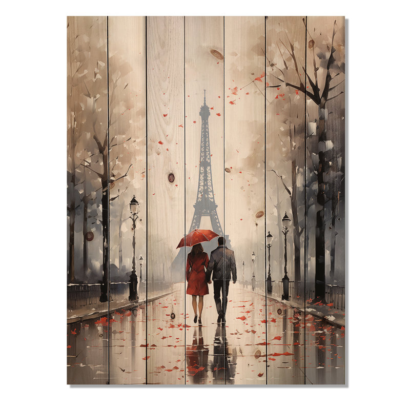 Adeline - Décoration murale en bois naturel sur bois de pin naturel Cityscapes, H 44 po x l 34 po