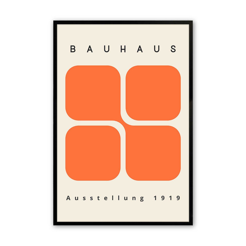 Impression de blocs rétro Bauhaus 1919, Papier avec cadre noir satiné, H 25 po x l 19 po x P 1,25 po