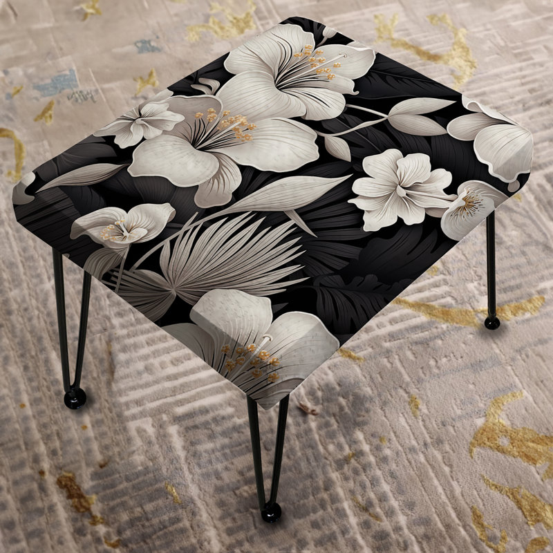 Motif tropical tropique monochrome - repose-pieds rectangulaire tropical