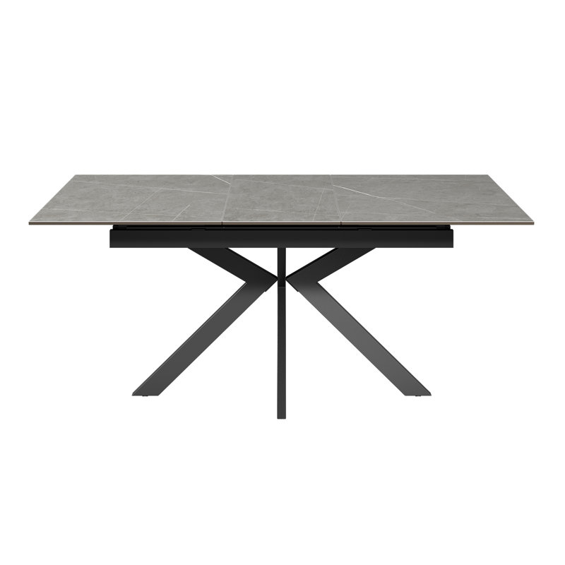 Extendable Rectangular Dining Table with Steel Base, 75cm H x 130cm L x 80cm W, Matt Grey