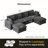 BedLuxury 141'' Modern Chenille U-Shaped Modual Sectional Sofa with 2 Storage Ottomans-131402799