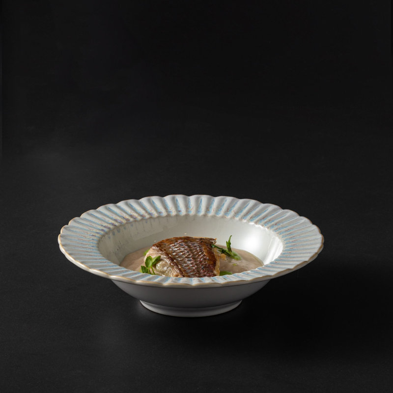 Cristal 17.63oz. Handmade Stoneware Pasta Plate, Beige