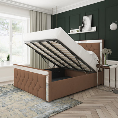 Sage Wool Upholstered Ottoman Bed Frame