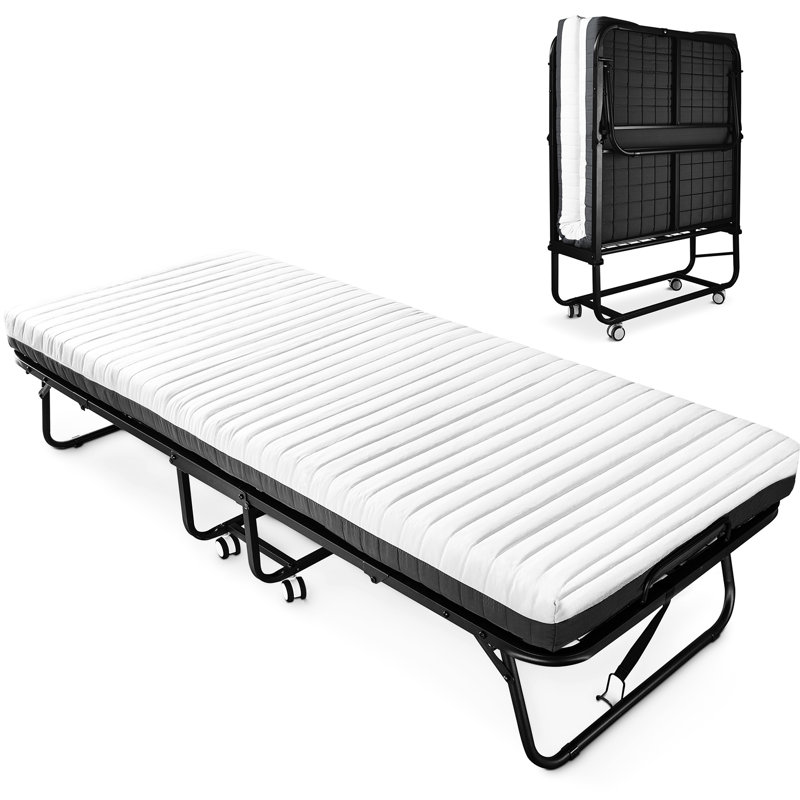 Lit de bébé portatif pour adulte avec matelas en mousse double - L 75 po x l 46 po, lit pliant à mémoire de forme pour lit de bébé, surface de couchage confortable