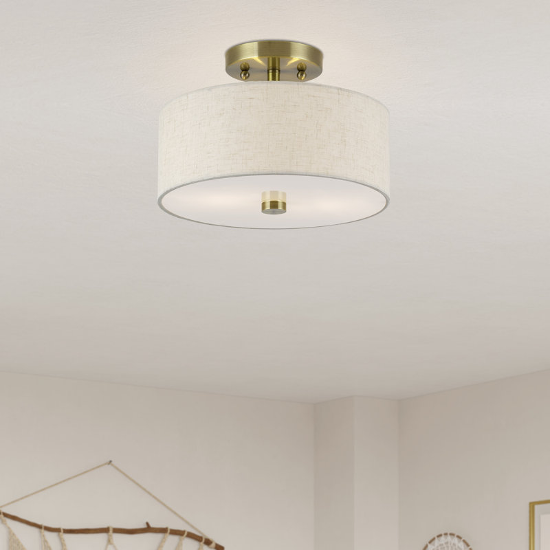 Monroe 2 Light Antique Brass Medium Semi-flush