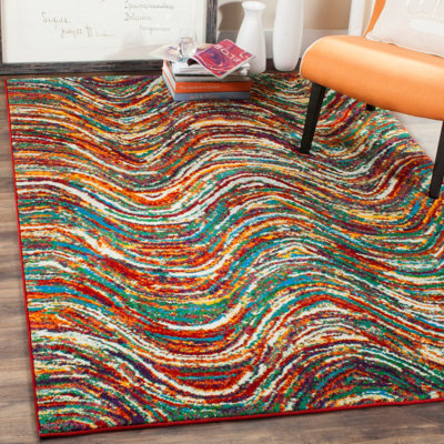 Miley Abstract Red/Green/Yellow Area Rug