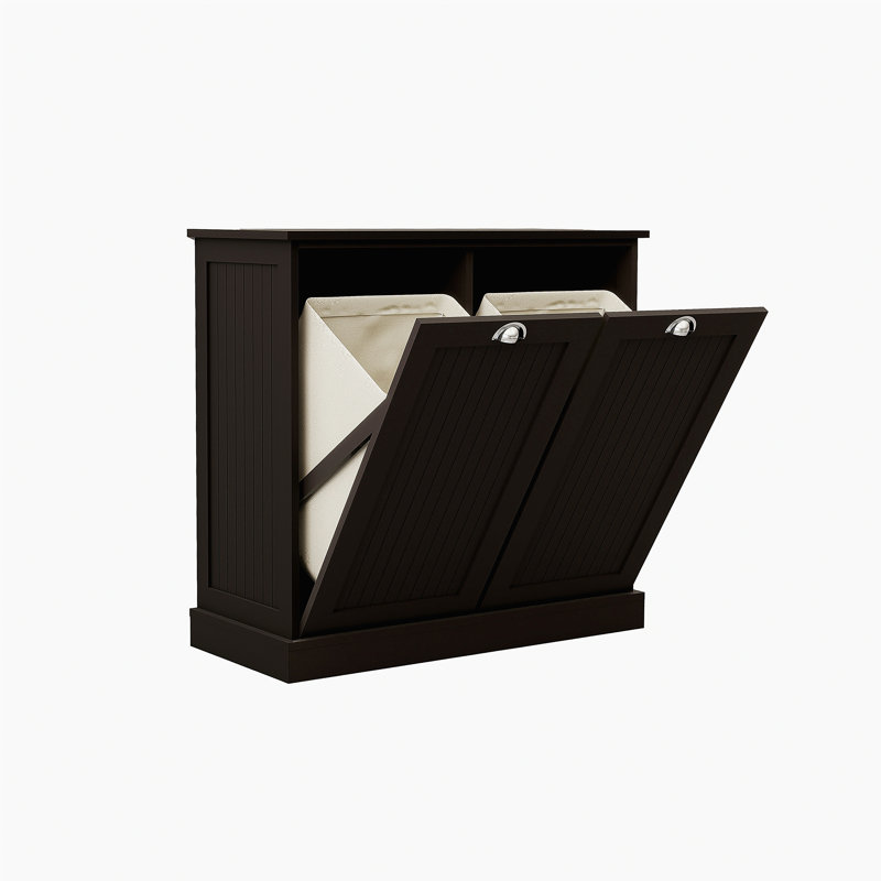 Armoire de trieur de linge à deux compartiments inclinable - noir