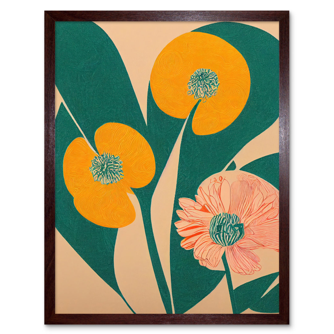 California Poppy Flower Blooms Leaves - Print