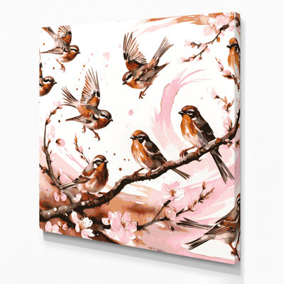 Oiseau, moineau, toile blanche