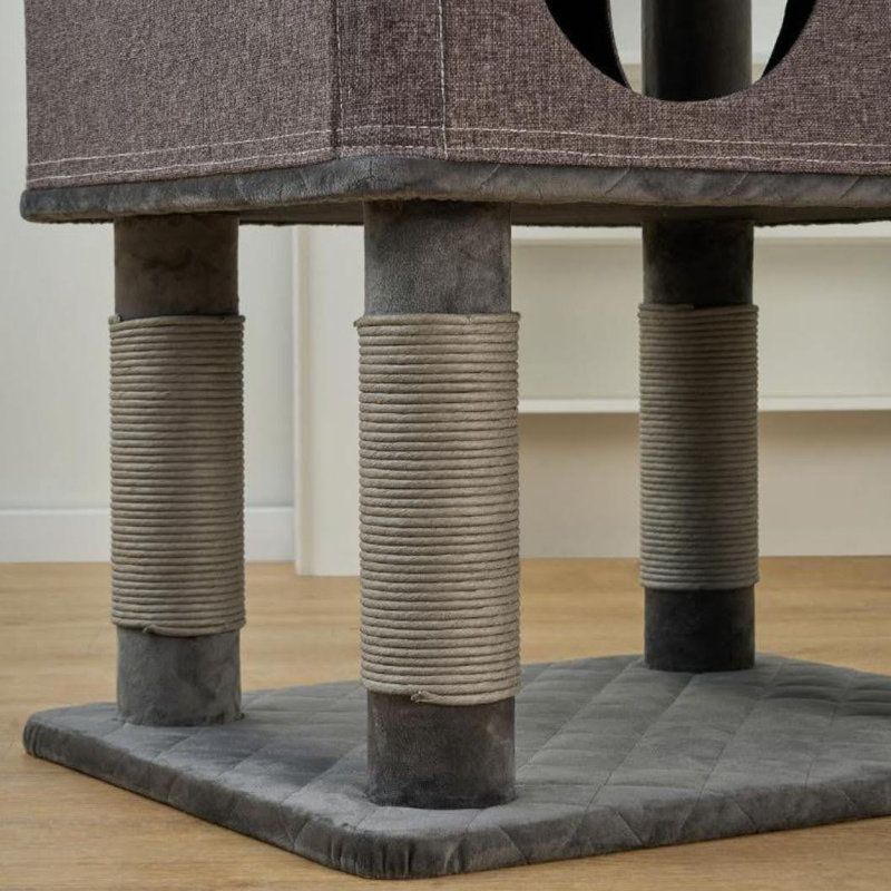 Stella 68" Gray Polyester and Engineered Wood Cat Tree