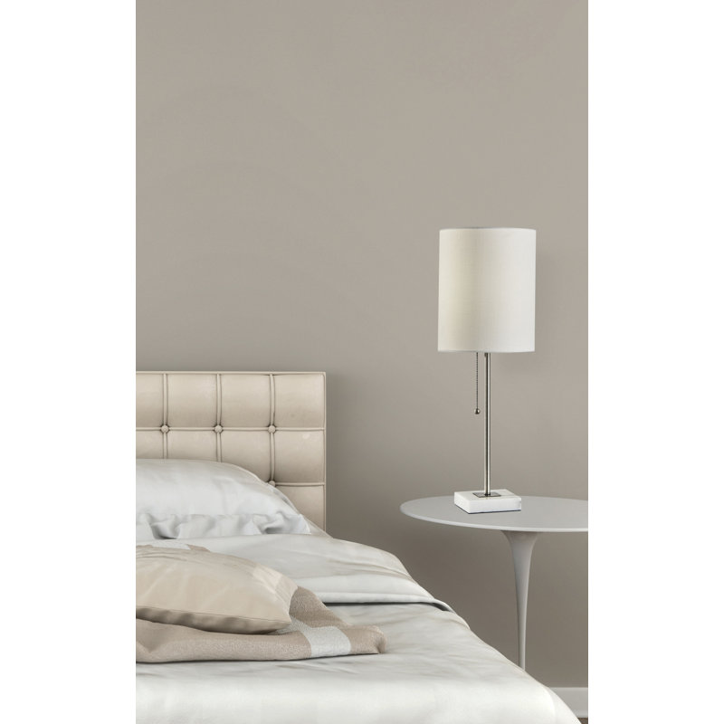 Lampe de table blanche 23 po Reed, Acier brossé