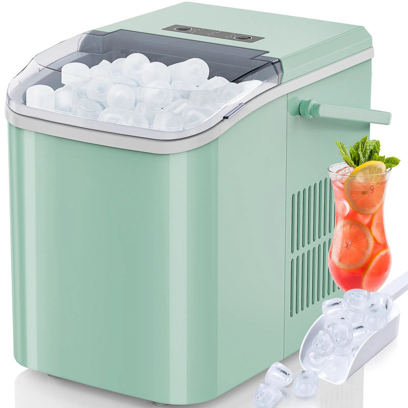 Machine à glaçons de comptoir avec poignée - machine à glaçons portative 26 lb / 24 h, 9 cubes de glace prêts en 6 minutes, autonettoyante, machine à glaçons compacte et silencieuse pour la maison, la cuisine, le camping-car et le camping