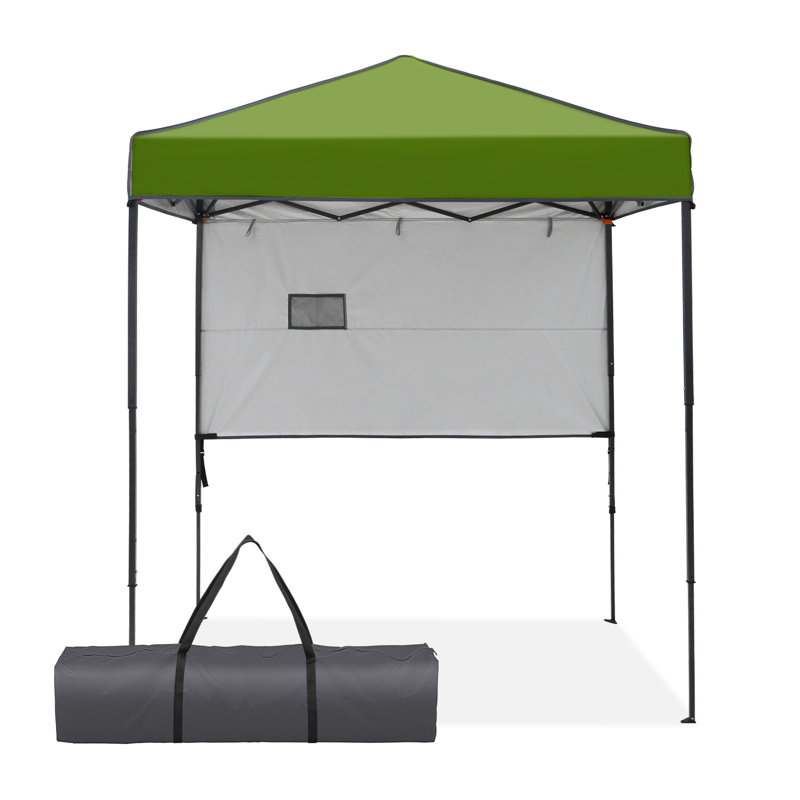 6 Ft. W x 4 Ft. D Outdoor Pop Up Metal Canopy Portable Instant Tent with Adjustable Sunwall, Grass Green