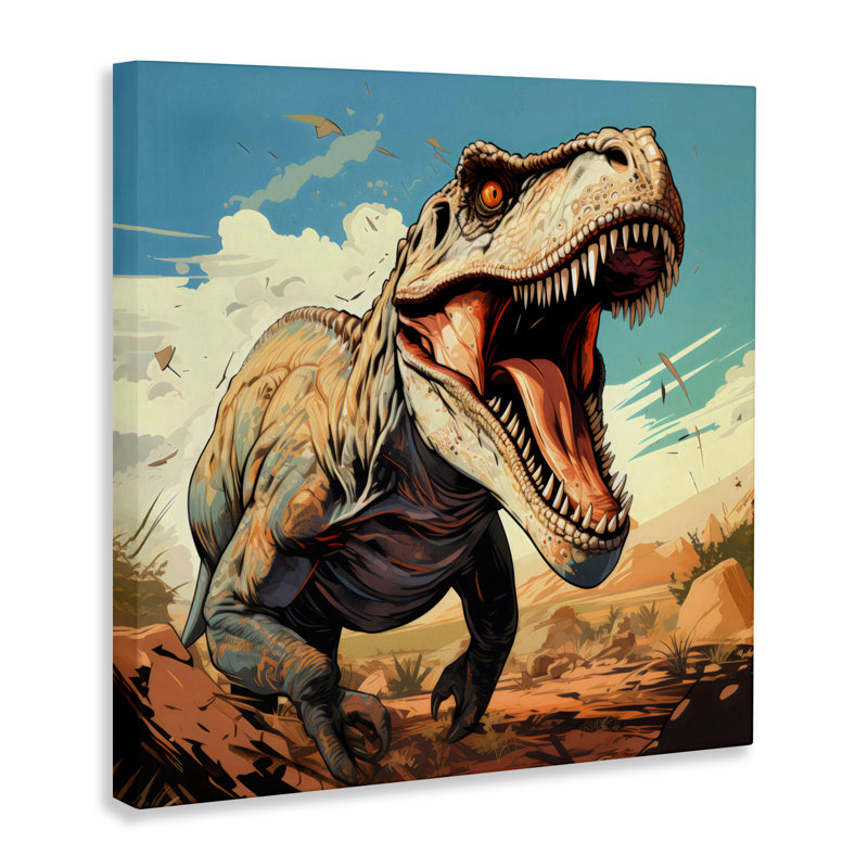 Velociraptor Desert Sunset Canvas, design par Creative Studio, 36 x 36