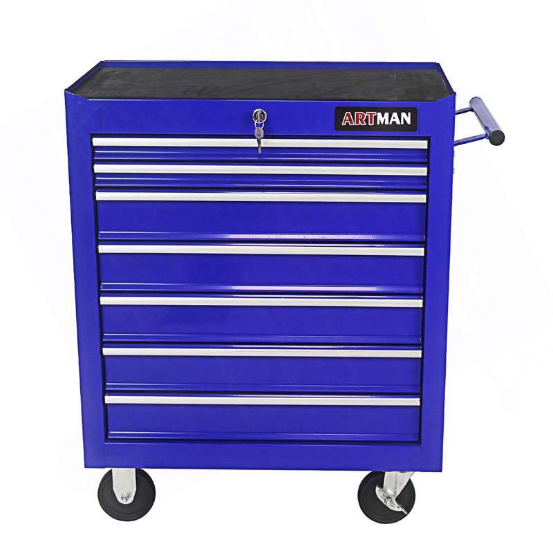 Chariot à outils multifonctionnel 7 tiroirs avec roulettes, 7 tiroirs, Bleu