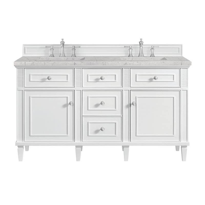 Lorelai 60'' W Double Vanity, Eternal Jasmine Pearl, Bright White, 8" Widespread