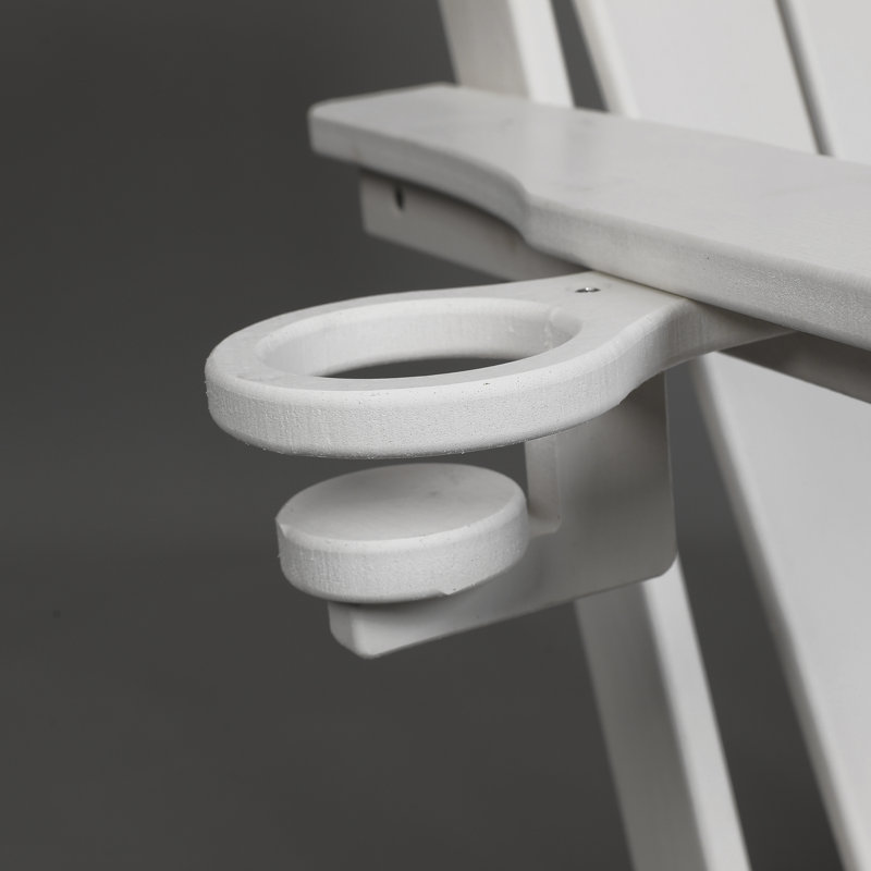 Hdpe Folding Adirondack Chair With Dual Cup Holder - Composite Adirondack Chair With Wood Texture, White