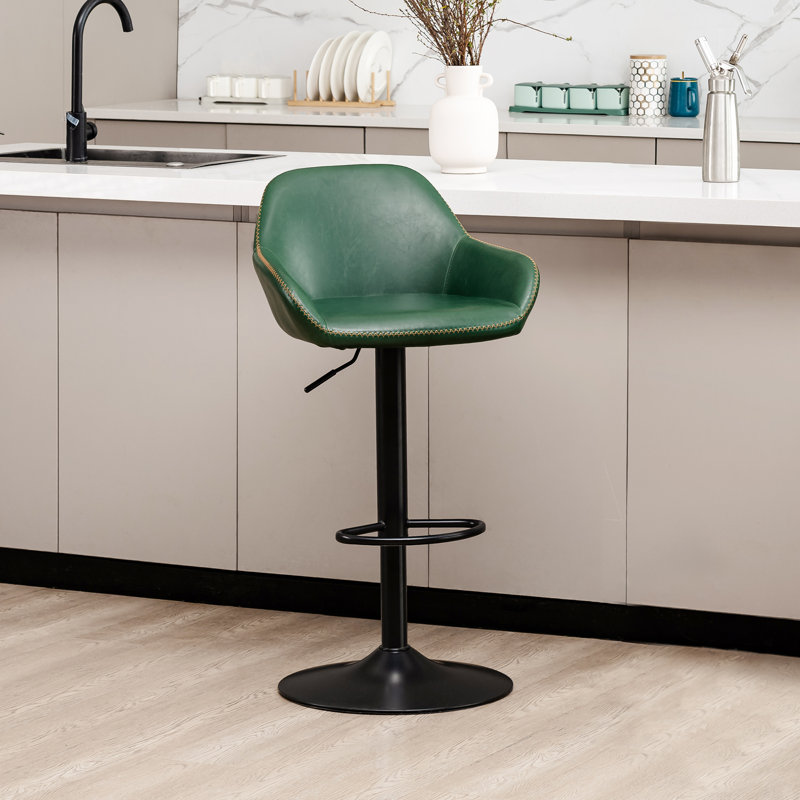 Bruckner Swivel Upholstered Adjustable Height Counter Stool with Metal Frame, Dark Fern Green