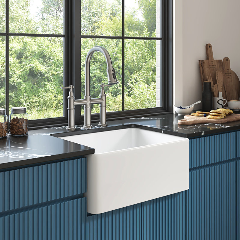 White Ceramic Undermount Sink - Deep Apron Kitchen 18"X10"X24", 58Lb 24"X18"X10",
